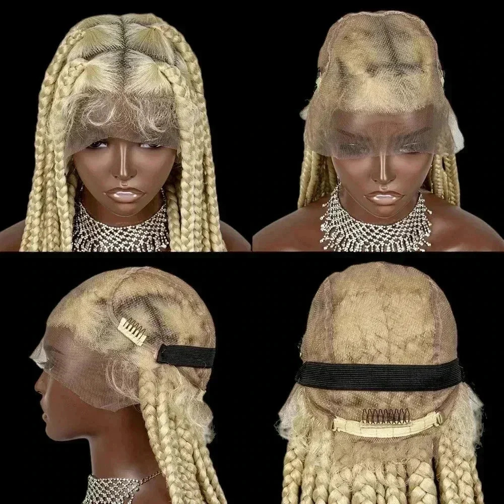 Braided full lace wig, knotless box braids, long medium Braids, blond wig NWT - Picture 8 of 13